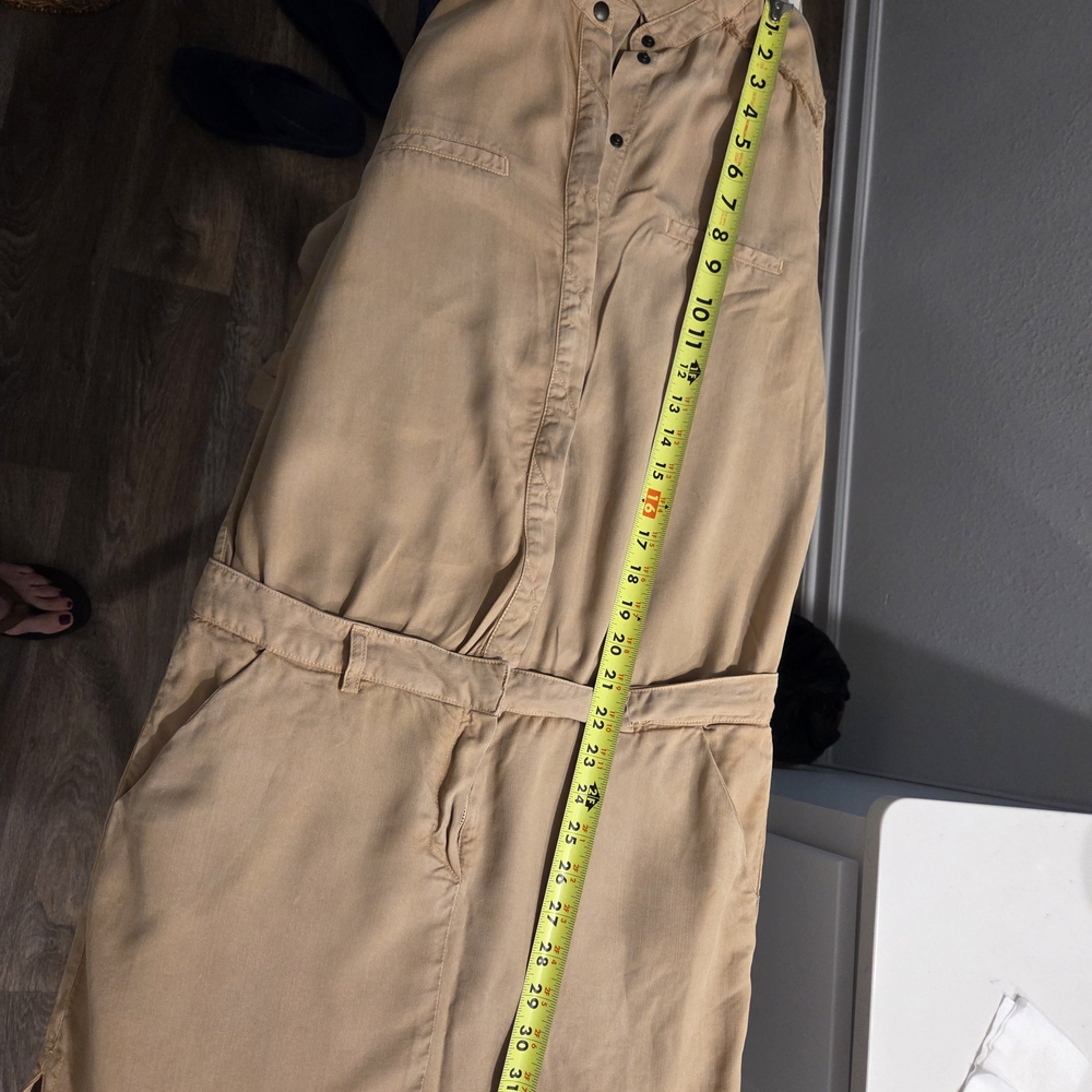 Tan Button-Up Jumpsuit